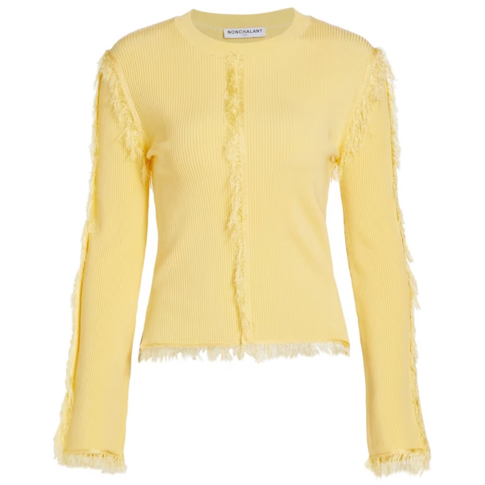 NONchalant Yellow Fringed Long Sleeve Top